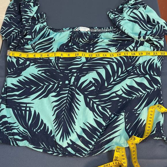 Escapada Living 3/4 Sleeve Round Elastic‎ Neck Top Azure/Navy Blue Size L - Picture 8 of 8